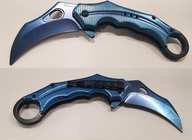 Xtreme Karambit Vouwmes Blauw + Clip-2012-a